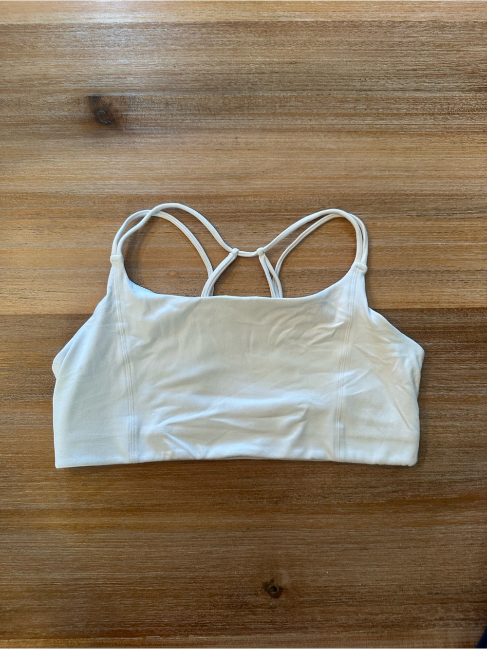 Athleta Cream Double-Strap Back Sports Bra